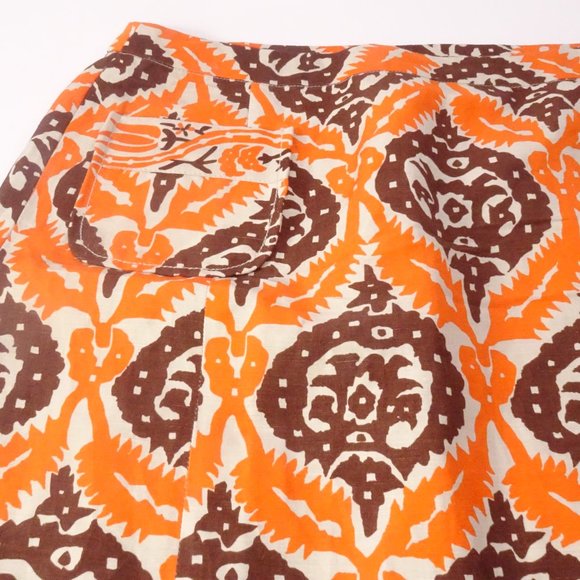 Plenty by Tracy Reese Brown Orange Cream Print Front Pocket Mini Skirt Sz 4 - Picture 11 of 12